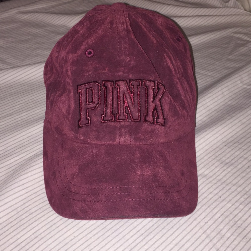 Burgundy red velvet like texture hat